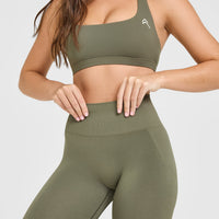 EffortlessLift™ Seamless Leggings with White Logo | Alpine Green
