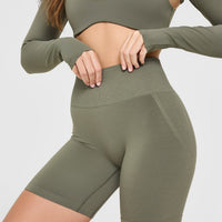 EffortlessLift™ Seamless Shorts with White Logo | Alpine Green