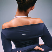 FormeSoft™ Fitted Off-The-Shoulder Long Sleeve Top | True Blue