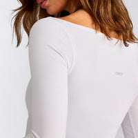 FormeSoft™ Fitted Off-The-Shoulder Long Sleeve Top | White
