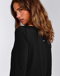 FormeSoft™ Relaxed Slash Neck Long Sleeve Top | Black