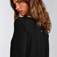 FormeSoft™ Relaxed Slash Neck Long Sleeve Top | Black