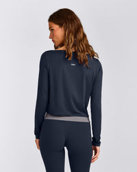 FormeSoft™ Relaxed Slash Neck Long Sleeve Top | True Blue