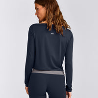 FormeSoft™ Relaxed Slash Neck Long Sleeve Top | True Blue