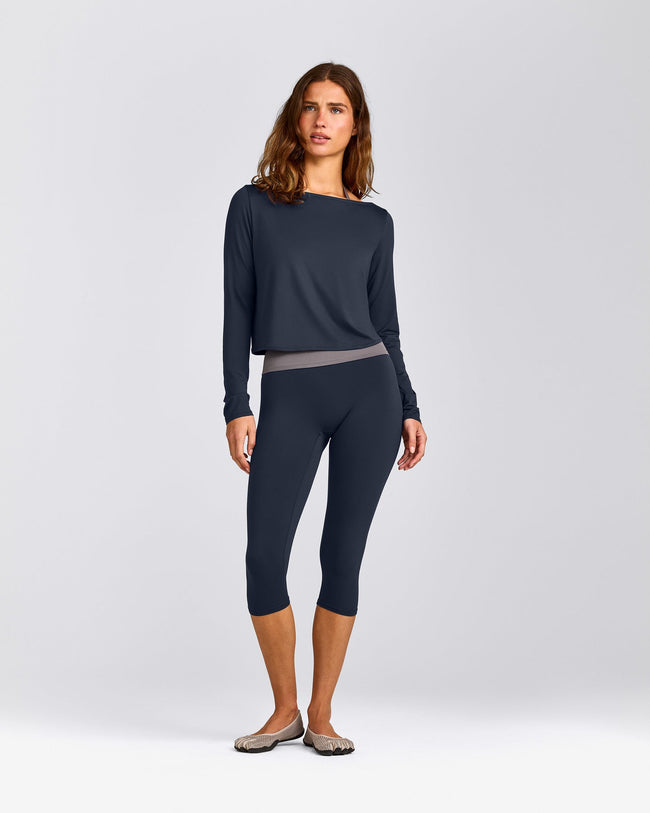 FormeSoft™ Relaxed Slash Neck Long Sleeve Top | True Blue