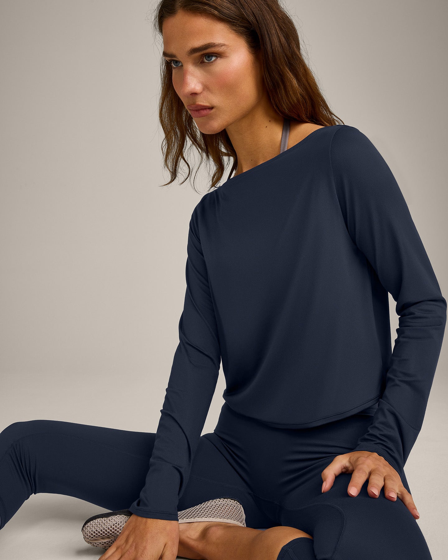 FormeSoft™ Relaxed Slash Neck Long Sleeve Top | True Blue
