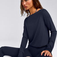 FormeSoft™ Relaxed Slash Neck Long Sleeve Top | True Blue
