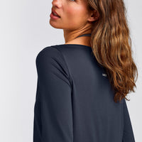 FormeSoft™ Relaxed Slash Neck Long Sleeve Top | True Blue