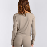 FormeSoft™ Relaxed Slash Neck Long Sleeve Top | Warm Sand