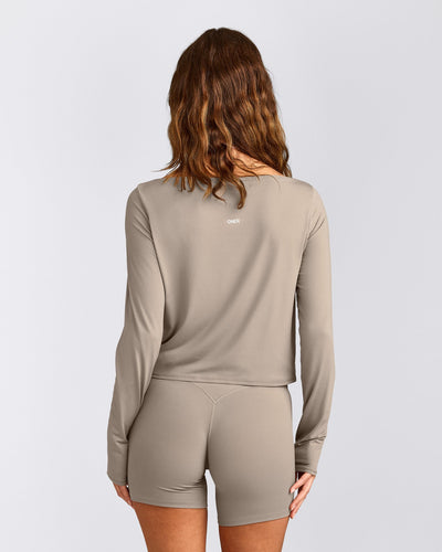 FormeSoft™ Relaxed Slash Neck Long Sleeve Top | Warm Sand