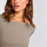 FormeSoft™ Relaxed Slash Neck Long Sleeve Top | Warm Sand