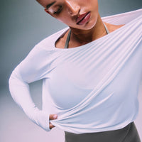 FormeSoft™ Relaxed Slash Neck Long Sleeve Top | White