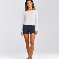 FormeSoft™ Relaxed Slash Neck Long Sleeve Top | White