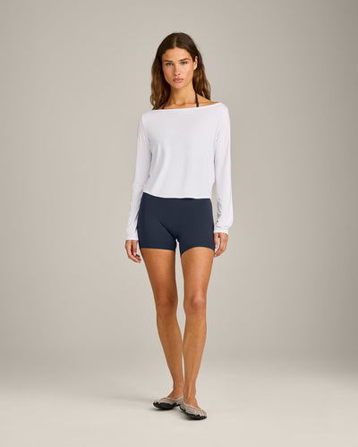 FormeSoft™ Relaxed Slash Neck Long Sleeve Top | White