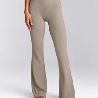 SoftMotion™ Flared Pants with White Logo | Warm Sand