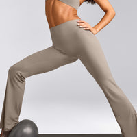 SoftMotion™ Flared Pants with White Logo | Warm Sand