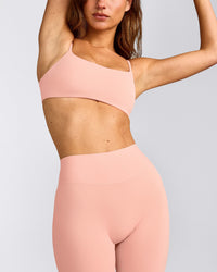 SoftMotion™ High Waisted Capri Leggings with Grey Logo | Peach Orange