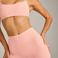 SoftMotion™ High Waisted Capri Leggings with Grey Logo | Peach Orange