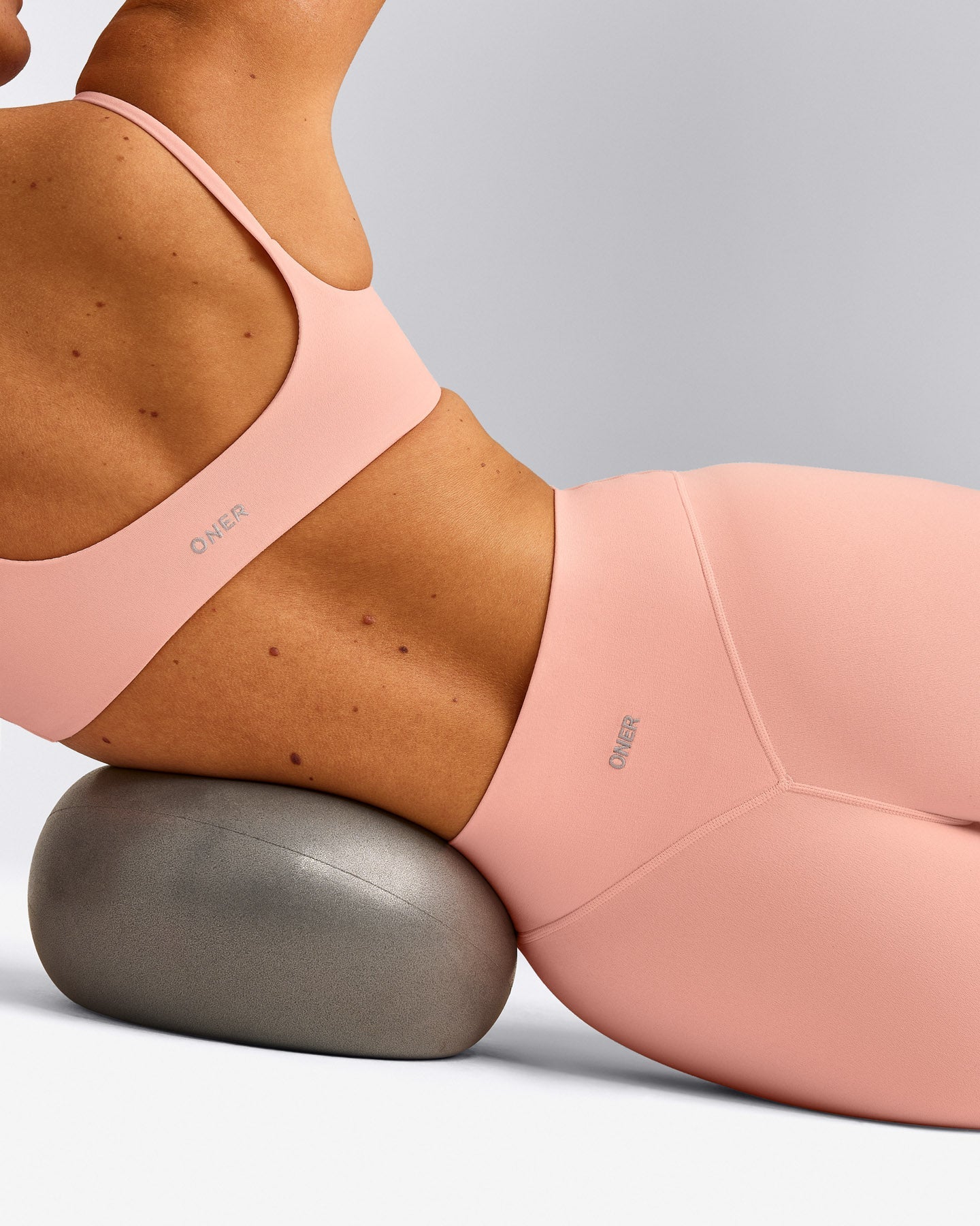 SoftMotion™ High Waisted Shorts 6" with Grey Logo | Peach Orange