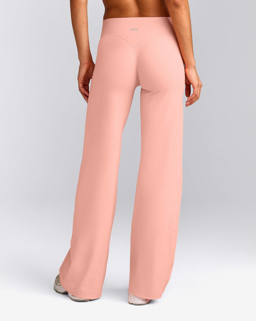 SoftMotion™ Straight Leg Trousers with Gray Logo | Peach Orange