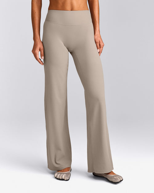 SoftMotion™ Straight Leg Trousers with White Logo | Warm Sand