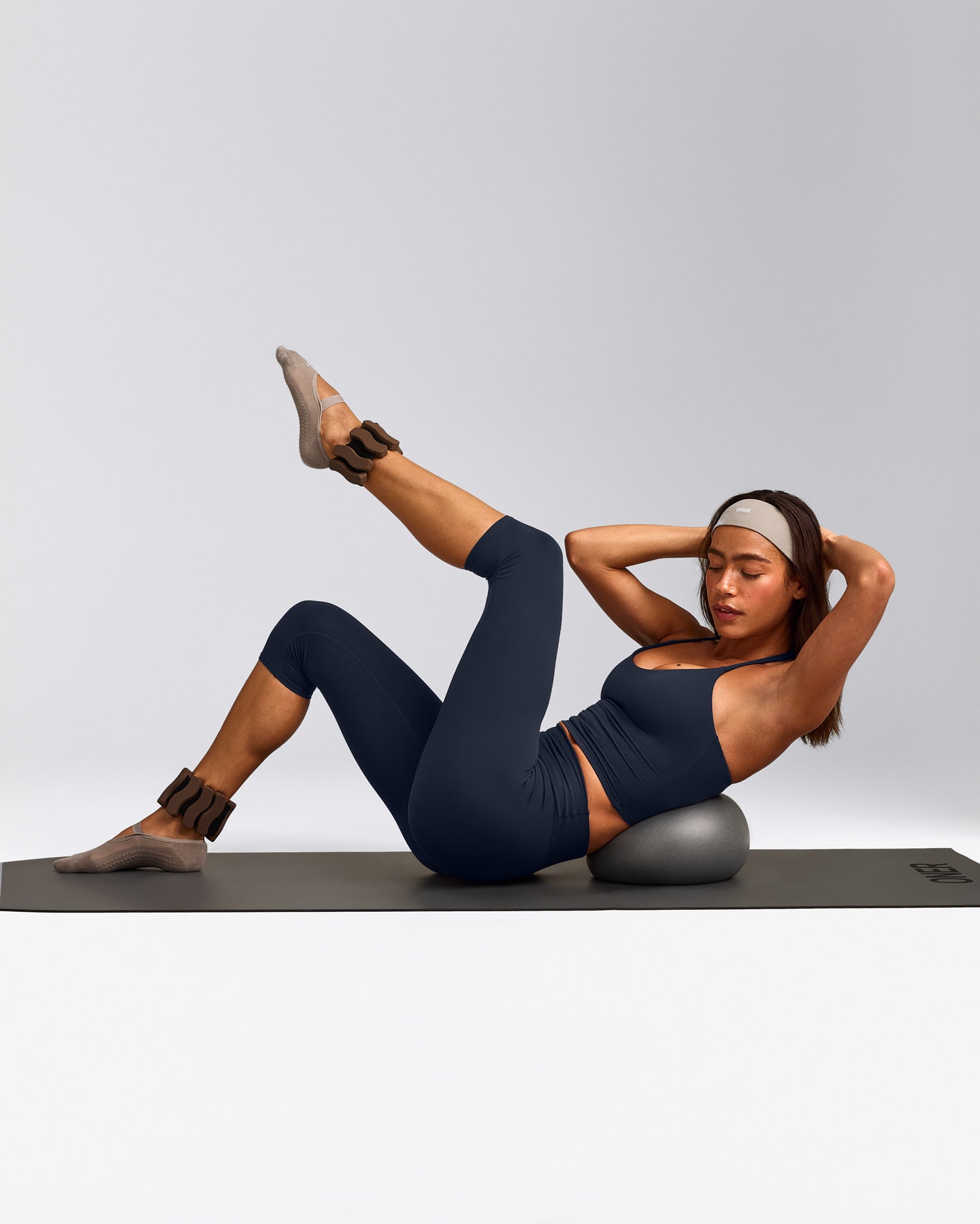 SoftMotion™ Strappy Halter Neck Mid Vest with Built in Bra Shelf with Grey Logo | True Blue
