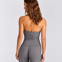 SoftMotion™ Strappy Halter Neck Vest with Built in Bra Shelf with Grey Logo | Ash Grey