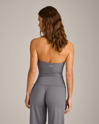 SoftMotion™ Strappy Halter Neck Vest with Built in Bra Shelf with Grey Logo | Ash Grey