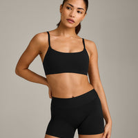SoftMotion™ Strappy Sports Bra with Grey Logo | Black
