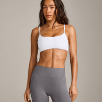 SoftMotion™ Strappy Sports Bra with Grey Logo | White