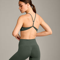 EasyLift™ Ultra Minimal Bralette with Grey Logo | Dark Khaki