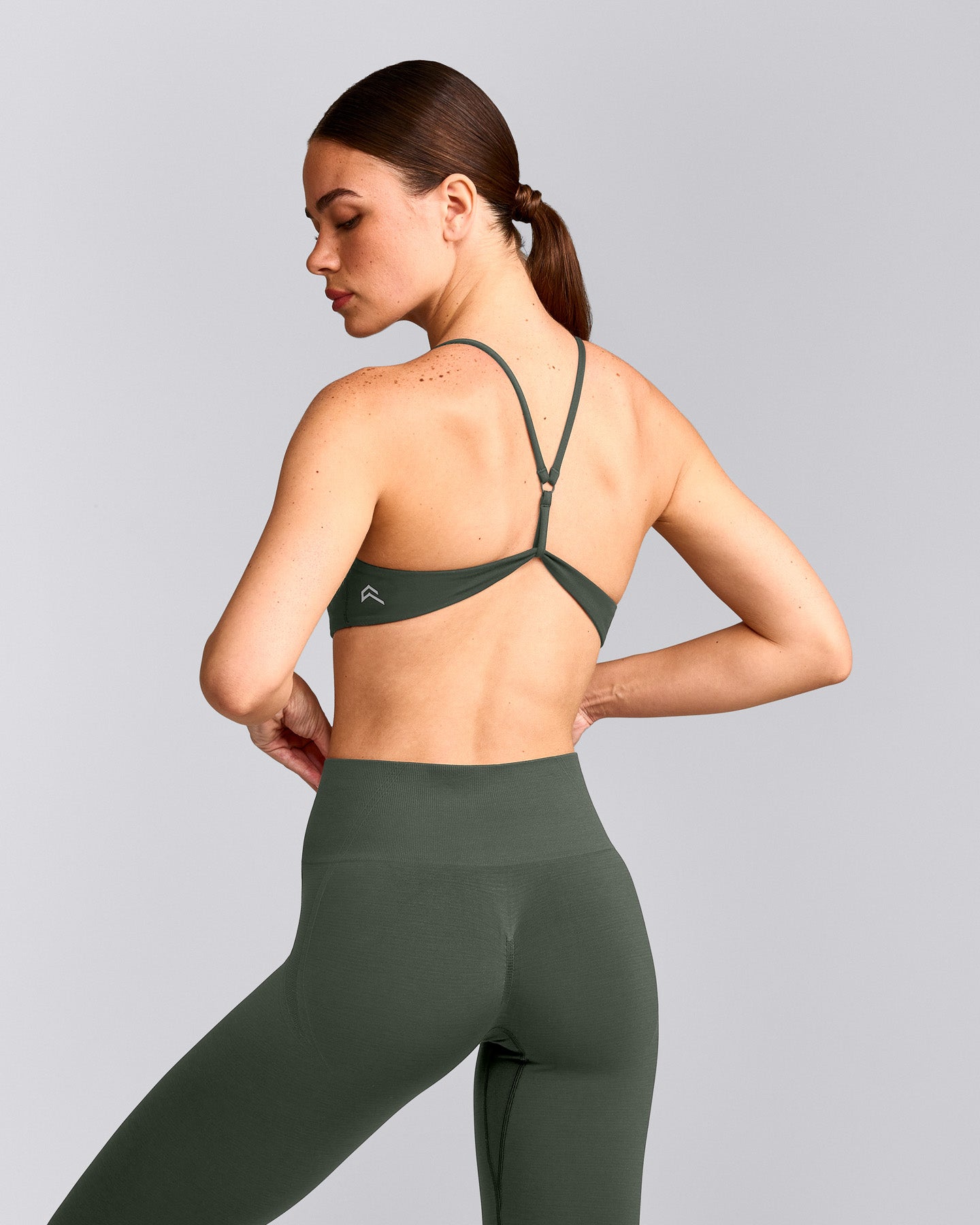 EasyLift™ Ultra Minimal Bralette with Grey Logo | Dark Khaki