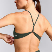EasyLift™ Ultra Minimal Bralette with Grey Logo | Dark Khaki