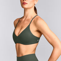 EasyLift™ Ultra Minimal Bralette with Grey Logo | Dark Khaki