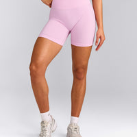 EffortlessLift™ Seamless Shorts with Grey Logo | Chalk Pink