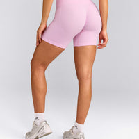 EffortlessLift™ Seamless Shorts with Grey Logo | Chalk Pink