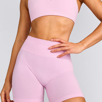 EffortlessLift™ Seamless Shorts with Grey Logo | Chalk Pink