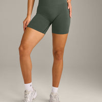 EffortlessLift™ Seamless Shorts with Grey Logo | Dark Khaki