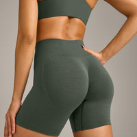 EffortlessLift™ Seamless Shorts with Grey Logo | Dark Khaki