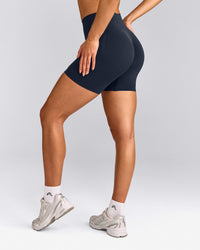 EffortlessLift™ Seamless Shorts with Grey Logo | True Blue