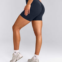 EffortlessLift™ Seamless Shorts with Grey Logo | True Blue