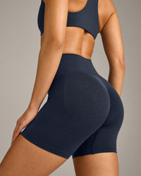 EffortlessLift™ Seamless Shorts with Grey Logo | True Blue