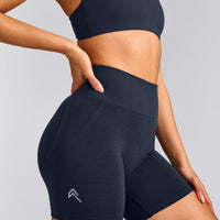 EffortlessLift™ Seamless Shorts with Grey Logo | True Blue