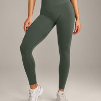 EffortlessLift™ Seamless Leggings with Grey Logo | Dark Khaki