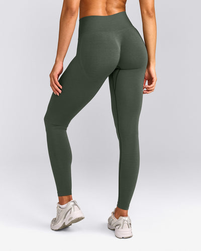 EffortlessLift™ Seamless Leggings with Grey Logo | Dark Khaki