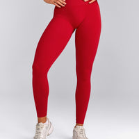 EffortlessLift™ Seamless Leggings with Gray Logo | Fiery Red