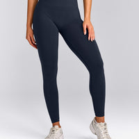 EffortlessLift™ Seamless Leggings with Gray Logo | True Blue