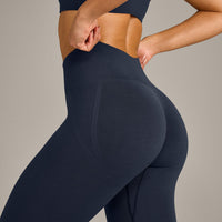 EffortlessLift™ Seamless Leggings with Grey Logo | True Blue
