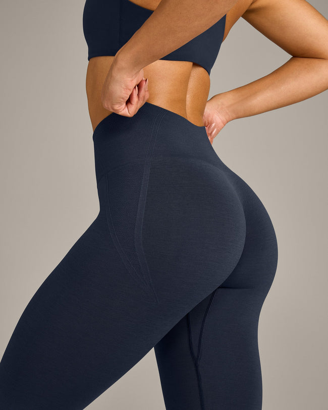 EffortlessLift™ Seamless Leggings with Grey Logo | True Blue