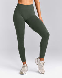 EffortlessLift™ Seamless Mid Rise Leggings with Gray Logo | Dark Khaki